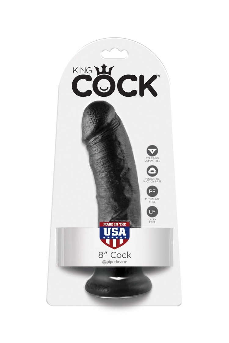 8' Cock Black Dildo Czarne 20Cm King Cock