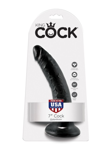 7' Cock Black Dildo Czarne 18Cm King Cock