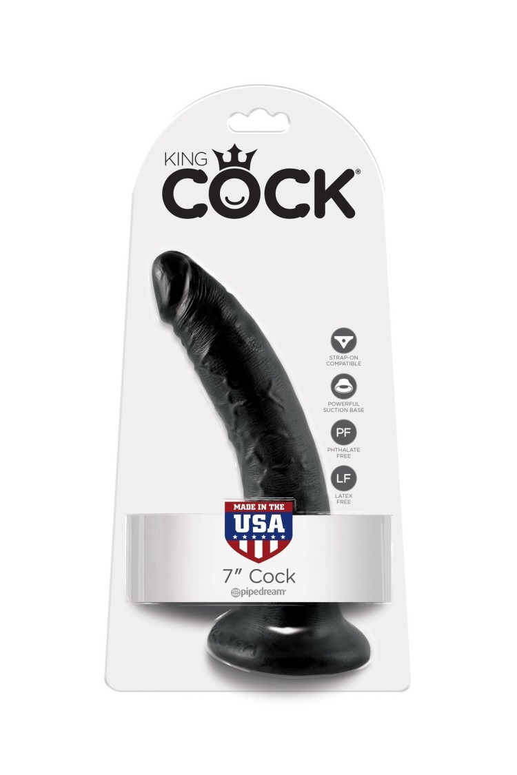 7' Cock Black Dildo Czarne 18Cm King Cock