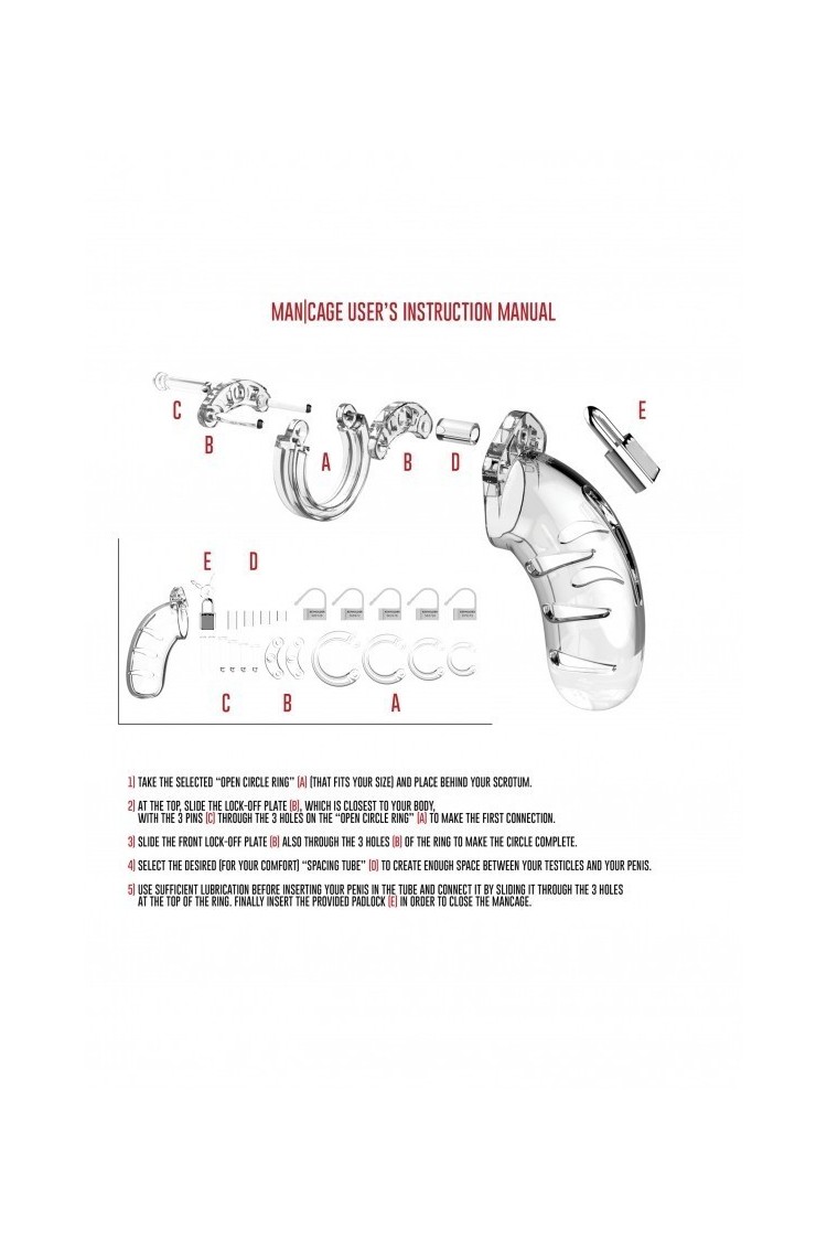 Chastity Model 04 Transparent Pas Cnoty Przeźroczysty Man Cage