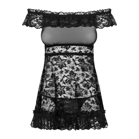Koronkowa Babydoll Ze Stringami Flores L/Xl Obsessive