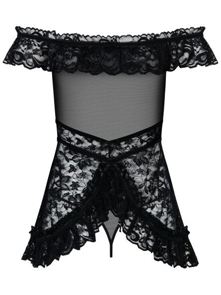 Koronkowa Babydoll Ze Stringami Flores L/Xl Obsessive