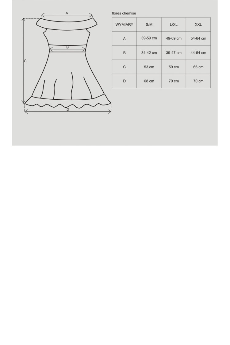 Koronkowa Babydoll Ze Stringami Flores L/Xl Obsessive