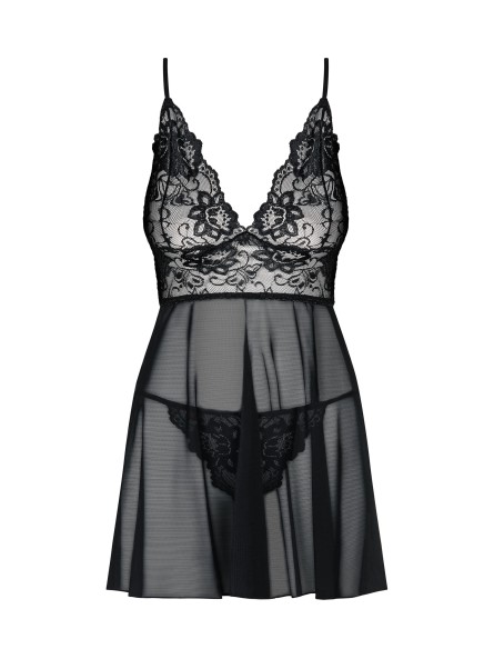 Idillia Babydoll Ze Stringami Czarna S/M Obsessive