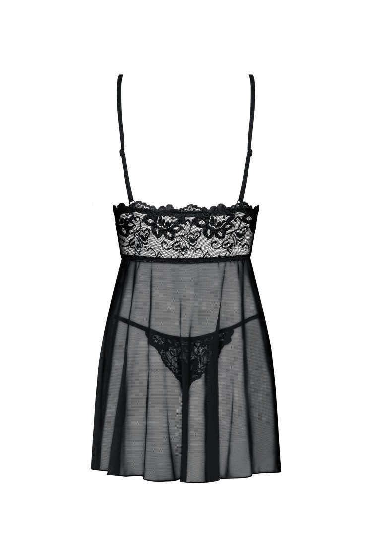 Idillia Babydoll Ze Stringami Czarna S/M Obsessive