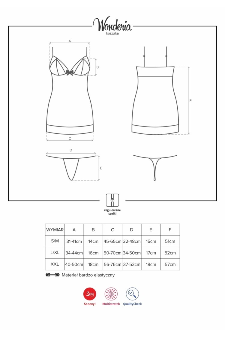 Koszulka Nocna Ze Stringami Wonderia L/Xl Obsessive