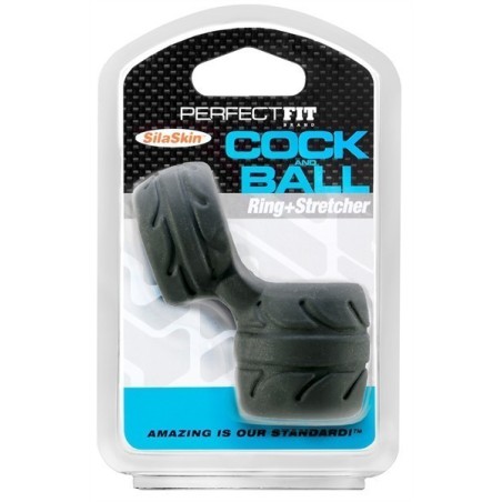 Pierścień Erekcyjny Silaskin Cock & Ball Black Perfect Fit