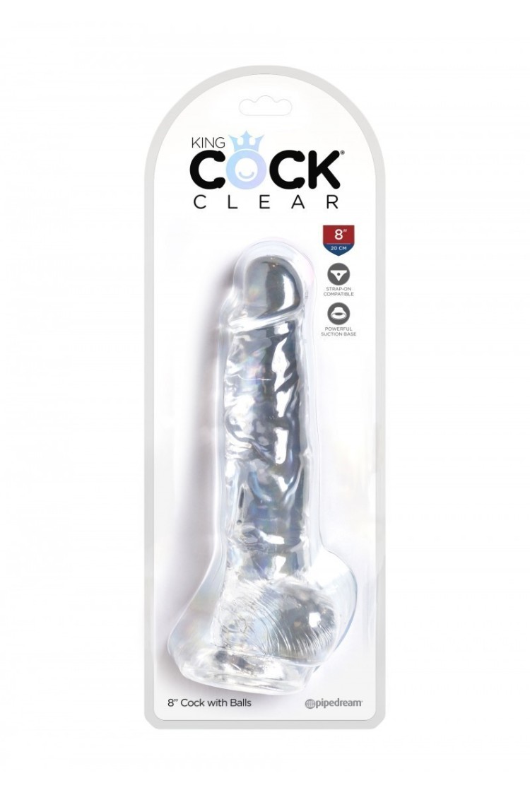 8 Inch Cock With Balls Transparant King Cock