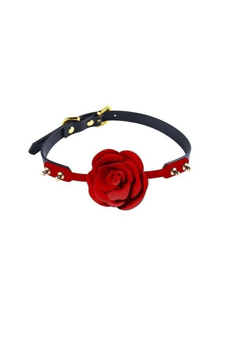 Silikonowy Knebel W Kształcie Róży Z Czarnymi Paskami Zalo & Upko Doll Series Rose Ball Gag UPKO