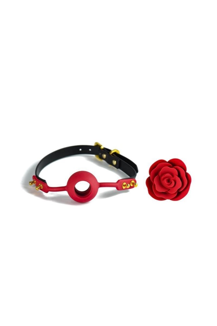 Silikonowy Knebel W Kształcie Róży Z Czarnymi Paskami Zalo & Upko Doll Series Rose Ball Gag UPKO
