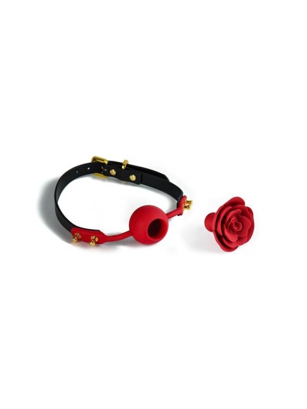 Silikonowy Knebel W Kształcie Róży Z Czarnymi Paskami Zalo & Upko Doll Series Rose Ball Gag UPKO
