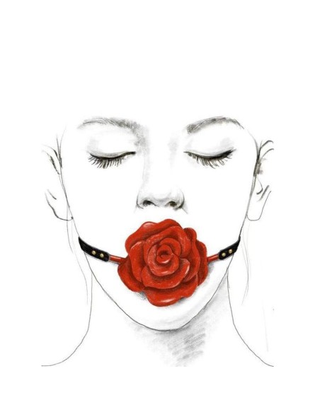 Silikonowy Knebel W Kształcie Róży Z Czarnymi Paskami Zalo & Upko Doll Series Rose Ball Gag UPKO