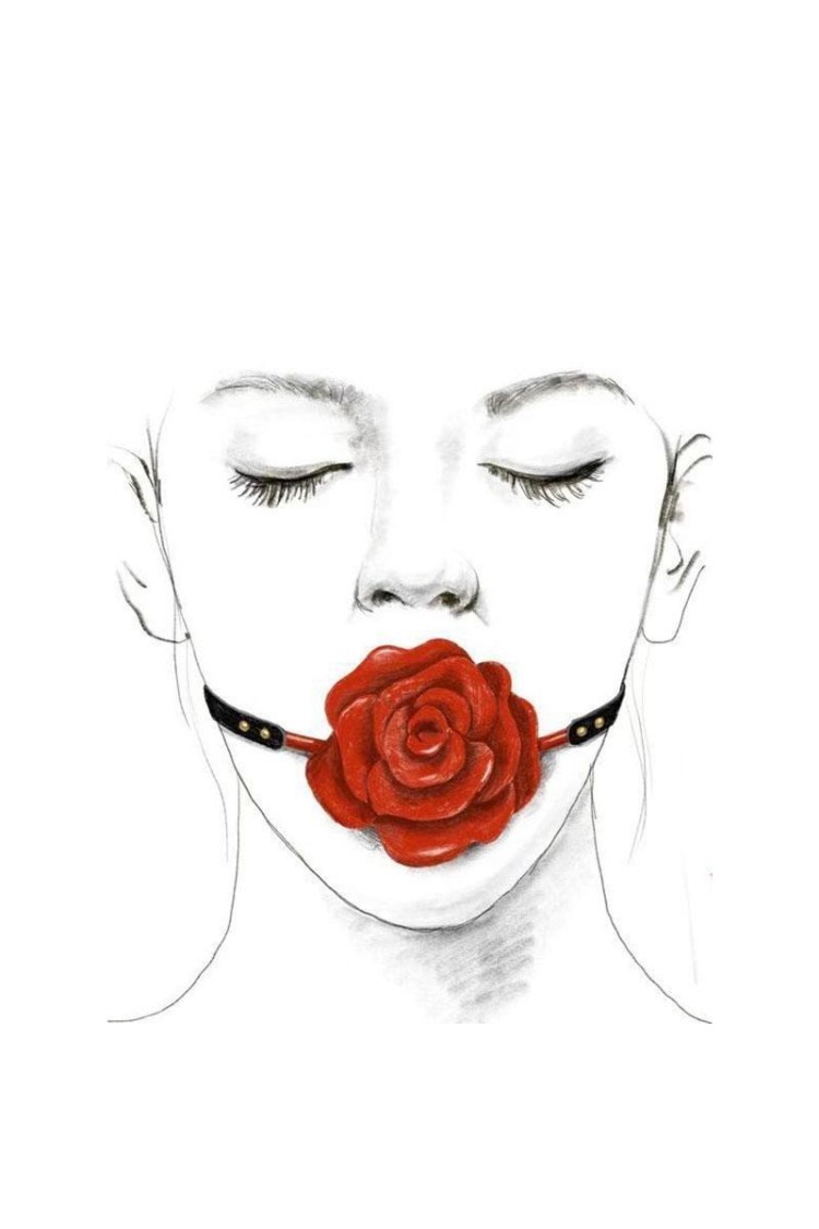 Silikonowy Knebel W Kształcie Róży Z Czarnymi Paskami Zalo & Upko Doll Series Rose Ball Gag UPKO