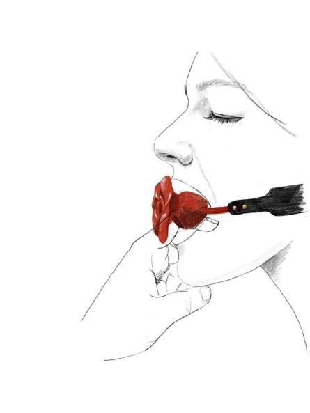 Silikonowy Knebel W Kształcie Róży Z Czarnymi Paskami Zalo & Upko Doll Series Rose Ball Gag UPKO