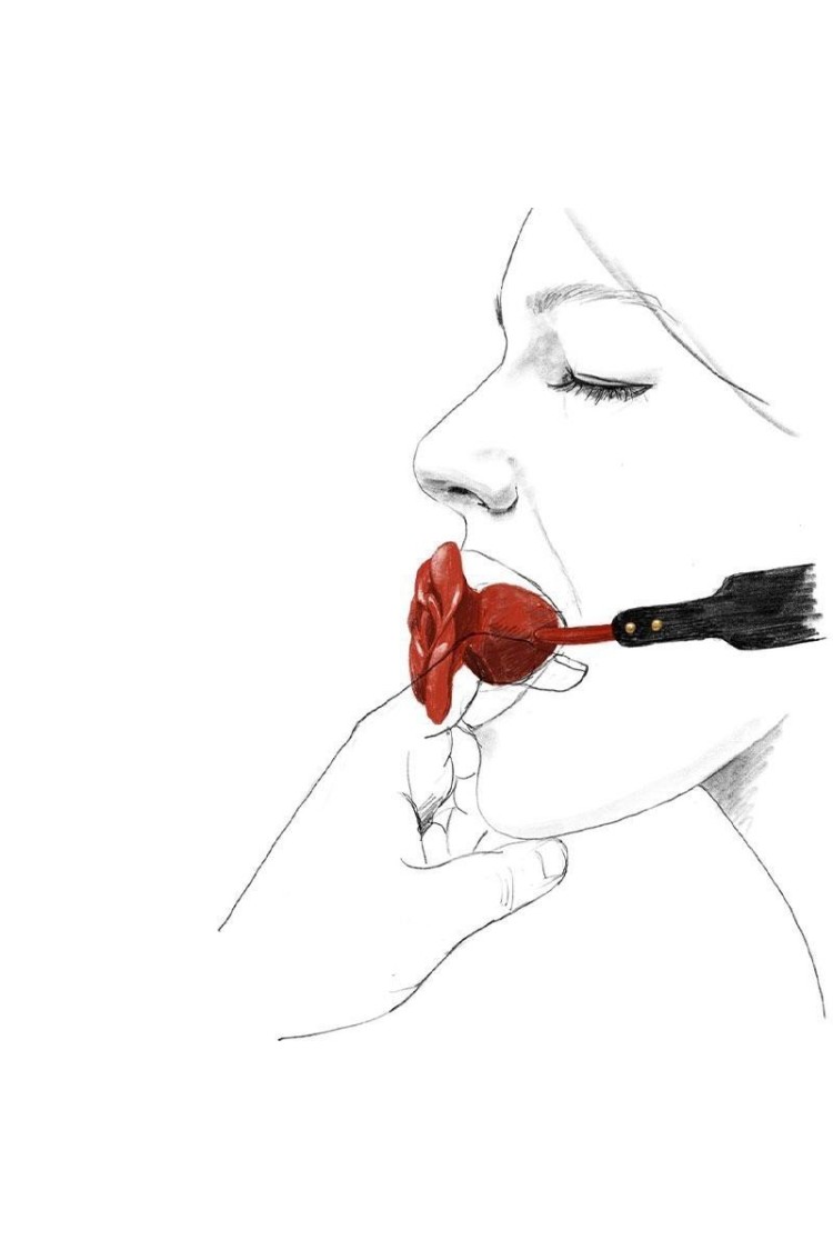 Silikonowy Knebel W Kształcie Róży Z Czarnymi Paskami Zalo & Upko Doll Series Rose Ball Gag UPKO