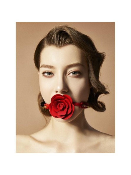 Silikonowy Knebel W Kształcie Róży Z Czarnymi Paskami Zalo & Upko Doll Series Rose Ball Gag UPKO