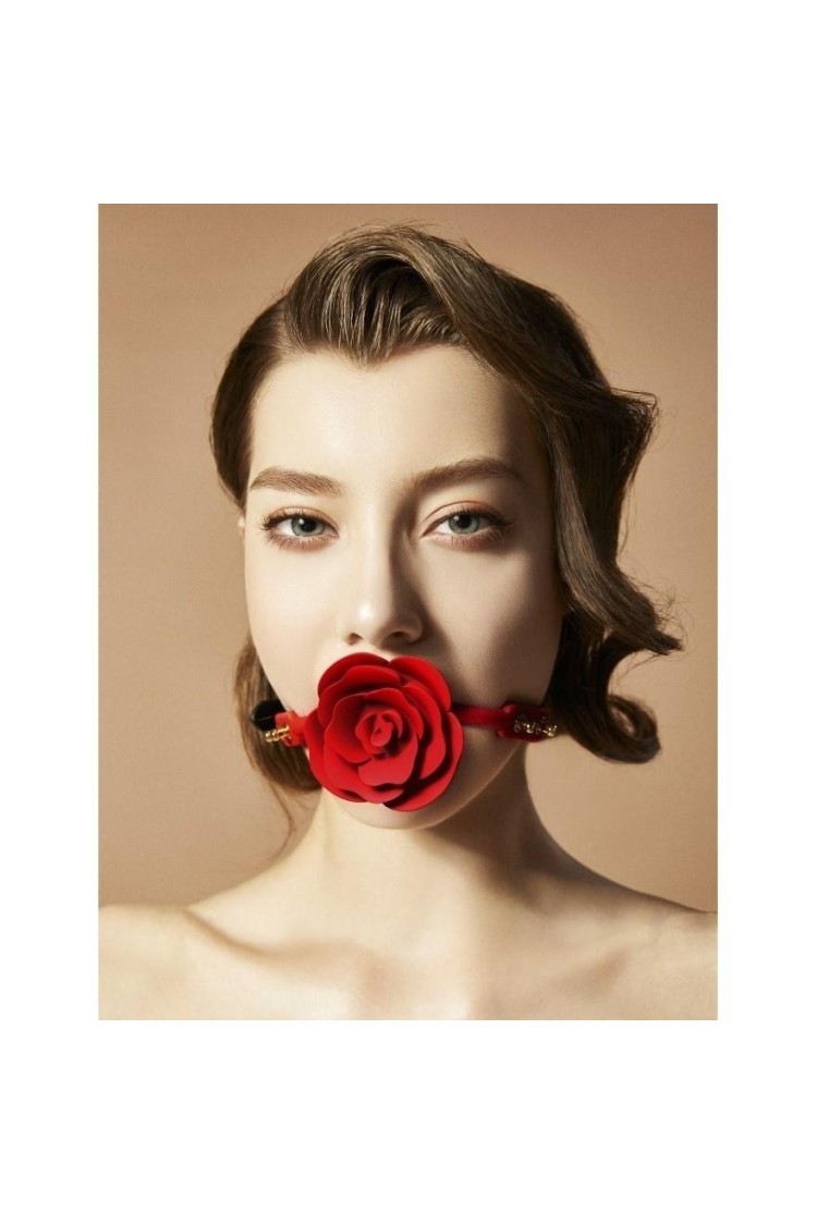 Silikonowy Knebel W Kształcie Róży Z Czarnymi Paskami Zalo & Upko Doll Series Rose Ball Gag UPKO