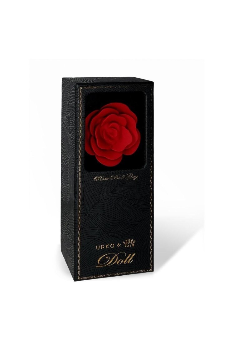 Silikonowy Knebel W Kształcie Róży Z Czarnymi Paskami Zalo & Upko Doll Series Rose Ball Gag UPKO