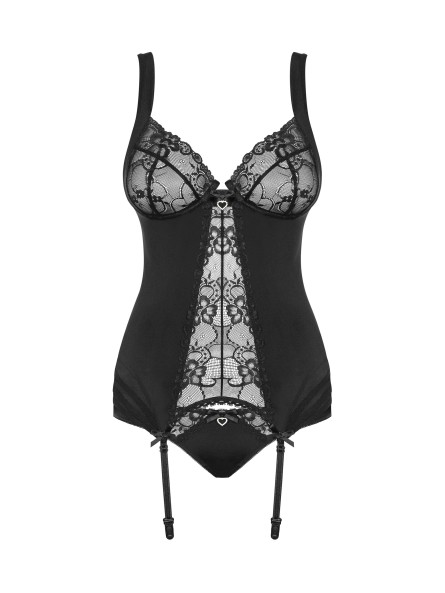 Gorset Czarny Z Figami Heartina S/M Obsessive