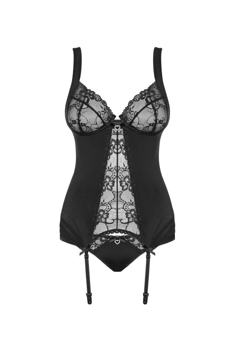 Gorset Czarny Z Figami Heartina S/M Obsessive
