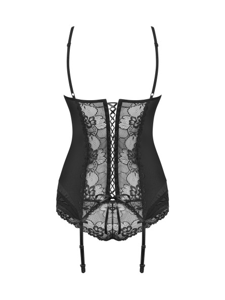 Gorset Czarny Z Figami Heartina S/M Obsessive