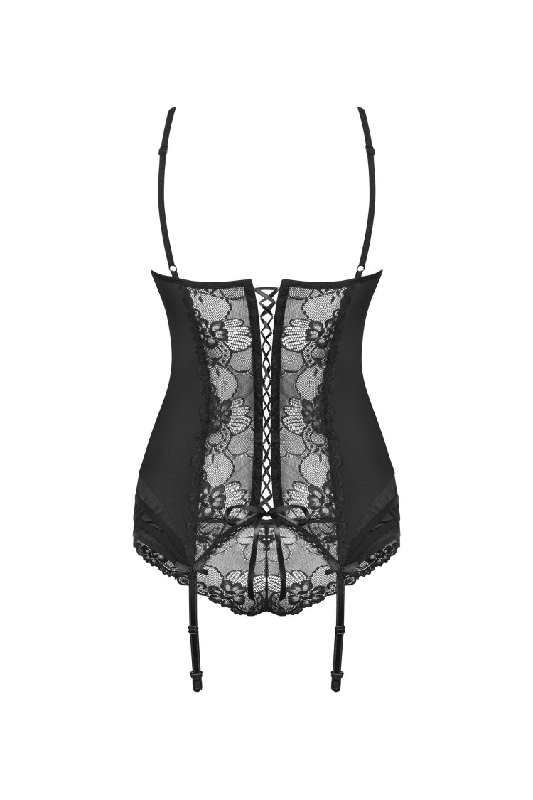 Gorset Czarny Z Figami Heartina S/M Obsessive