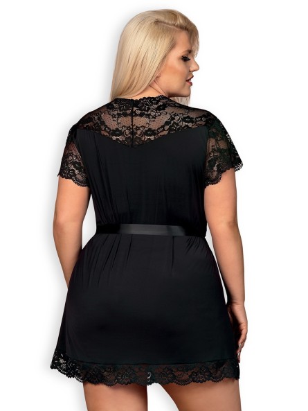 810-Pei-1 Szlafrok Czarny 2Xl/3Xl Obsessive