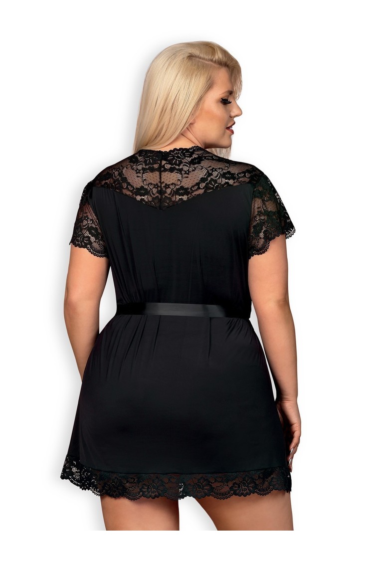 810-Pei-1 Szlafrok Czarny 2Xl/3Xl Obsessive