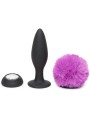 Wibrująca Zatyczka Z Ogonkiem I Kryształkiem Vibrating Butt Plug Black Medium Happy Rabbit