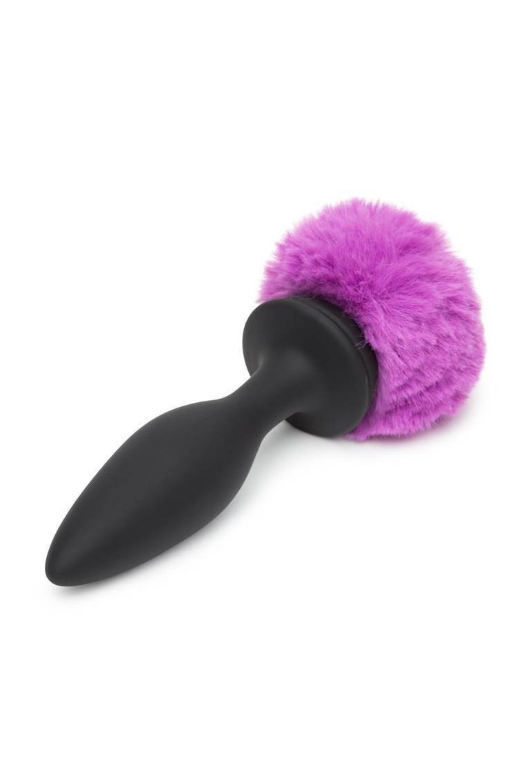 Wibrująca Zatyczka Z Ogonkiem I Kryształkiem Vibrating Butt Plug Black Medium Happy Rabbit