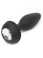 Wibrująca Zatyczka Z Ogonkiem I Kryształkiem Vibrating Butt Plug Black Medium Happy Rabbit