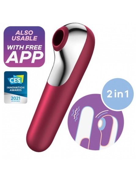 Stymulator łechtaczki z wibratorem Dual Love Red Satisfayer