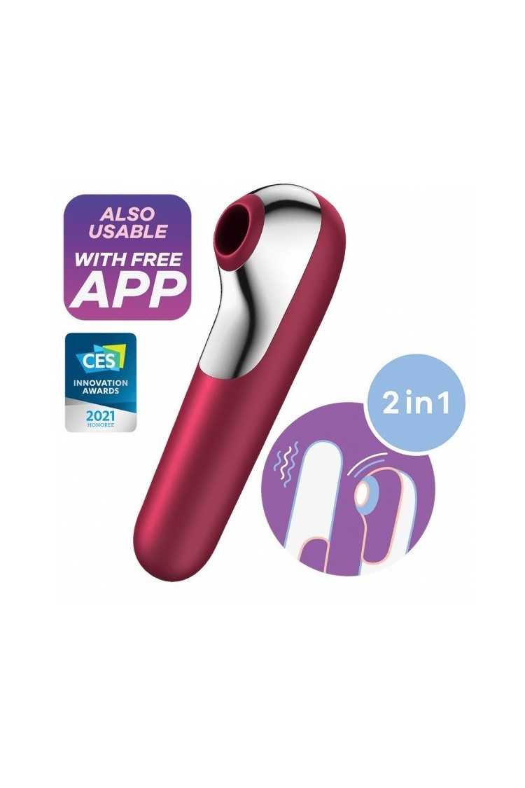 Stymulator łechtaczki z wibratorem Dual Love Red Satisfayer