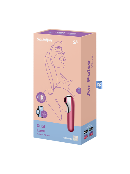 Stymulator łechtaczki z wibratorem Dual Love Red Satisfayer