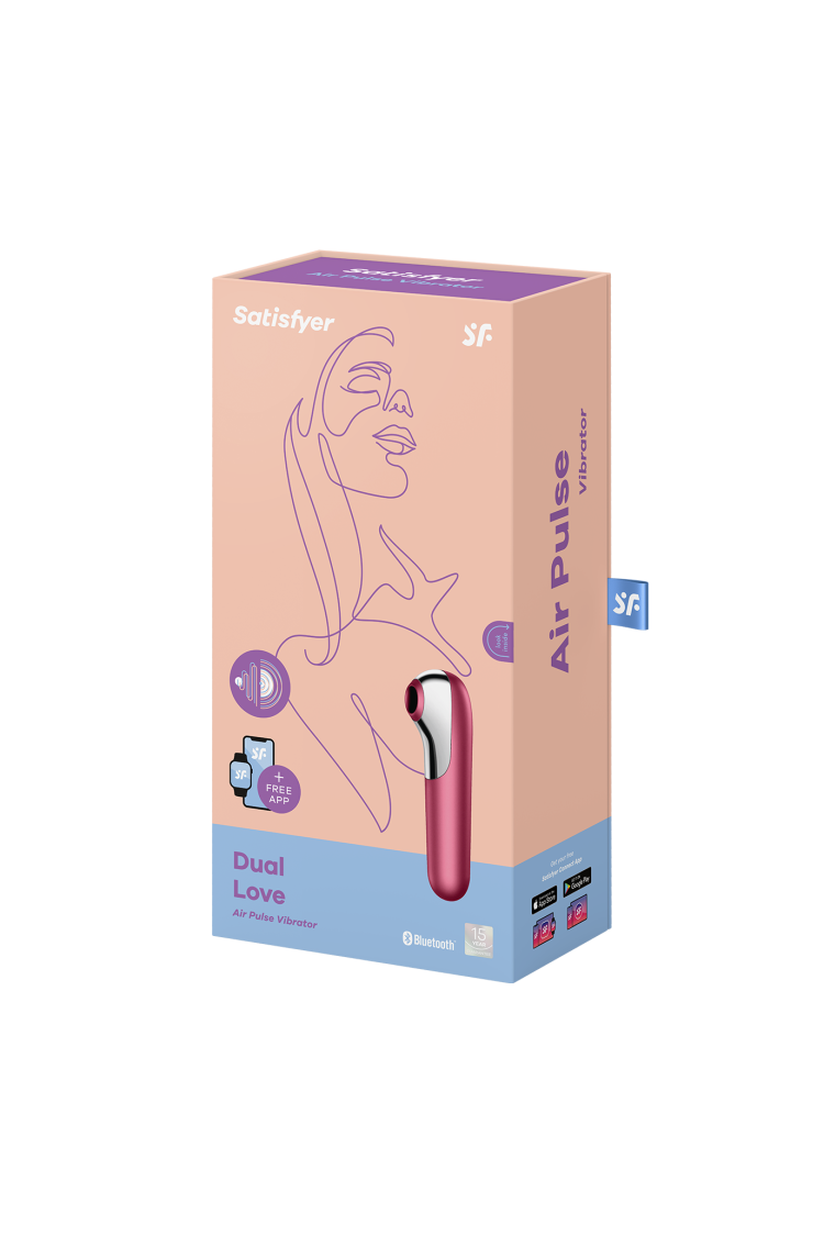 Stymulator łechtaczki z wibratorem Dual Love Red Satisfayer