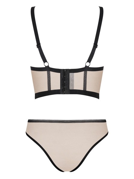 Beżowy, Błyszczący Top Z Majtkami Nudelia Nude L/Xl Obsessive