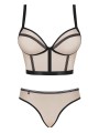 Beżowy, Błyszczący Top Z Majtkami Nudelia Nude L/Xl Obsessive
