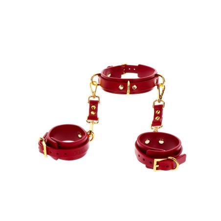 Kajdanki Na Ręce Z Obrożą D-Ring Collar And Wrist Cuffs Taboom