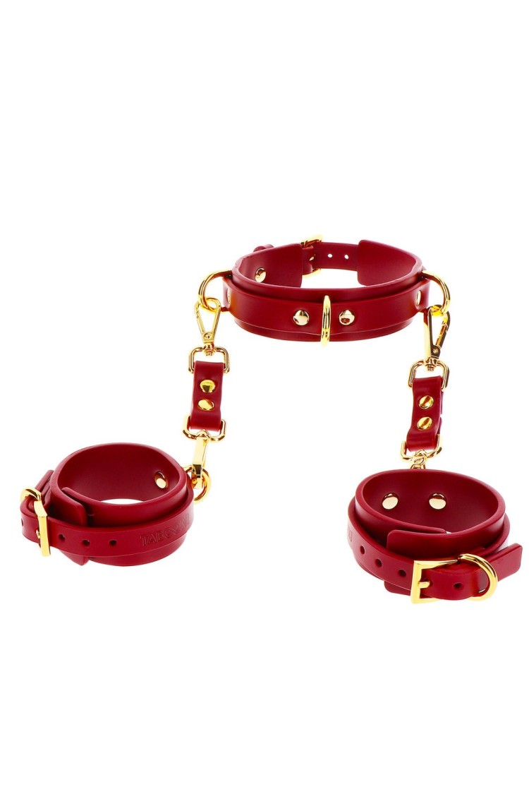 Kajdanki Na Ręce Z Obrożą D-Ring Collar And Wrist Cuffs Taboom