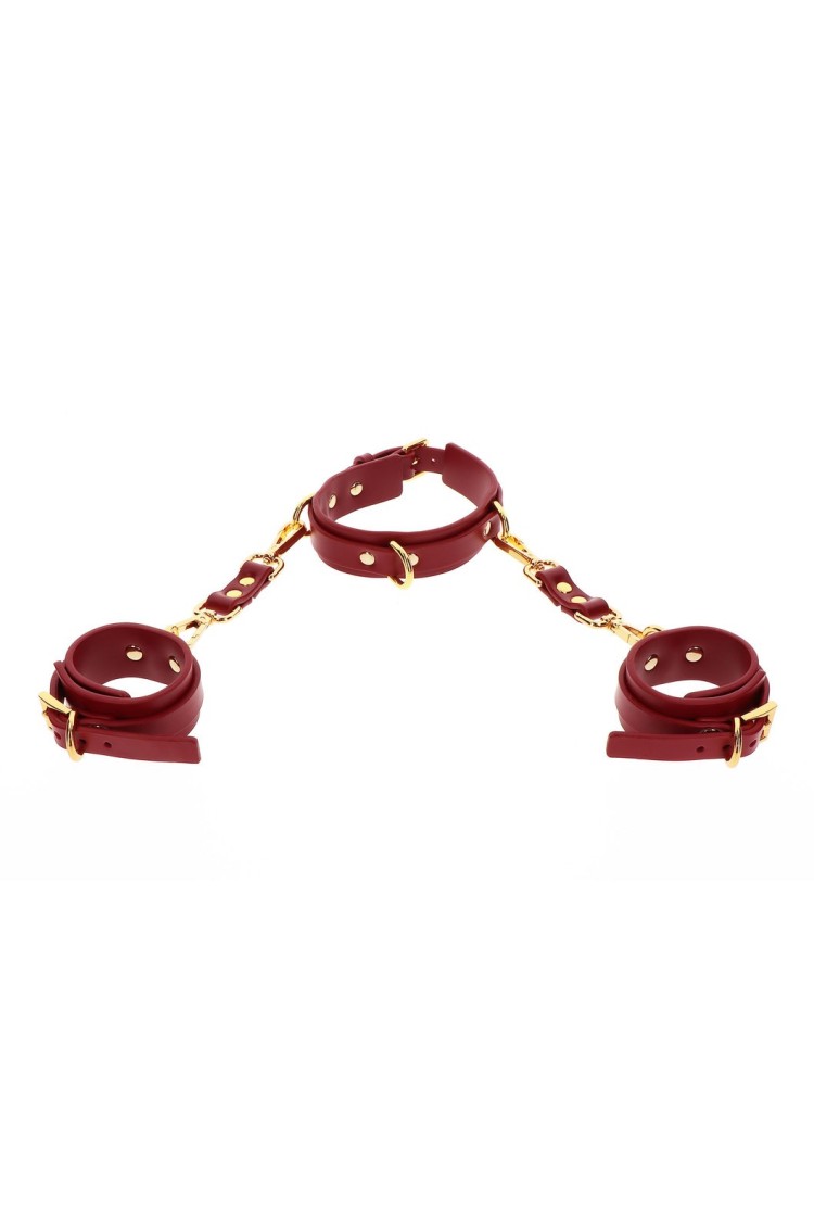Kajdanki Na Ręce Z Obrożą D-Ring Collar And Wrist Cuffs Taboom
