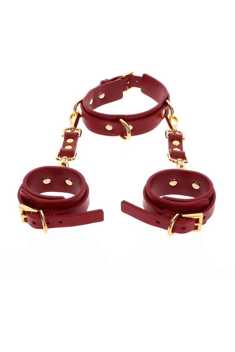 Kajdanki Na Ręce Z Obrożą D-Ring Collar And Wrist Cuffs Taboom