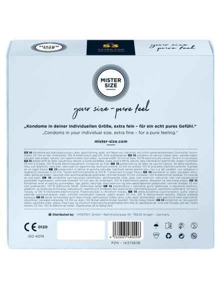 53 Mm Condoms 36 Pieces Mister.Size