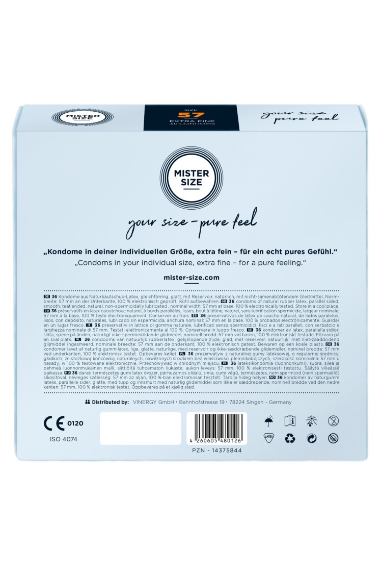 57 Mm Condoms 36 Pieces Mister.Size