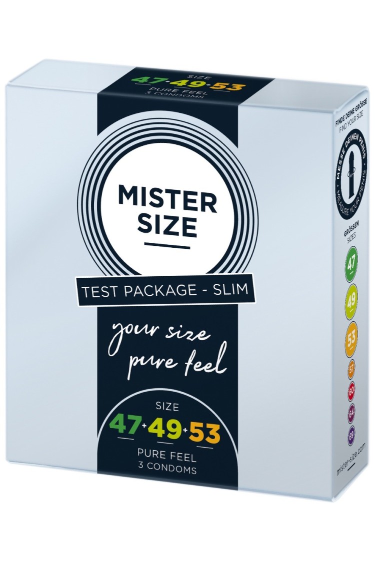 Zestaw 3 Prezerwatyw O Różnej Średnicy Testbox 47-49-53 3 Condoms Mister.Size