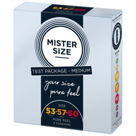 Zestaw 3 Prezerwatyw O Różnej Średnicy Testbox 53-57-60 3 Condoms Mister.Size