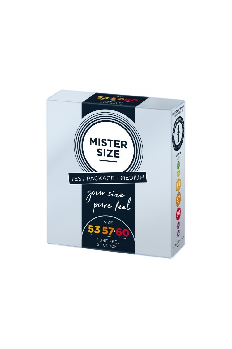 Zestaw 3 Prezerwatyw O Różnej Średnicy Testbox 53-57-60 3 Condoms Mister.Size