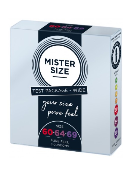 Zestaw 3 Prezerwatyw O Różnej Średnicy Testbox 60-64-69 3 Condoms Mister.Size