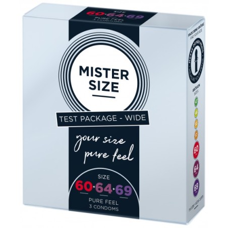 Zestaw 3 Prezerwatyw O Różnej Średnicy Testbox 60-64-69 3 Condoms Mister.Size
