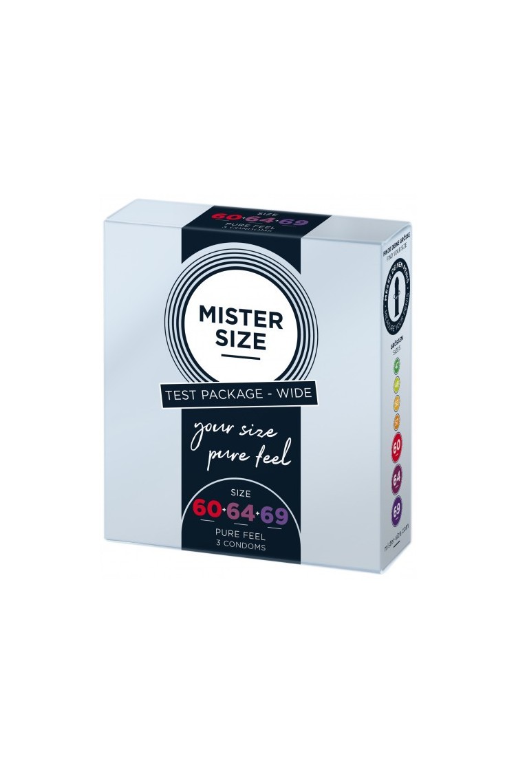 Zestaw 3 Prezerwatyw O Różnej Średnicy Testbox 60-64-69 3 Condoms Mister.Size