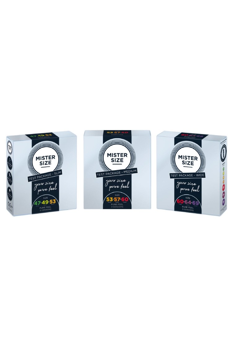 Zestaw 3 Prezerwatyw O Różnej Średnicy Testbox 60-64-69 3 Condoms Mister.Size